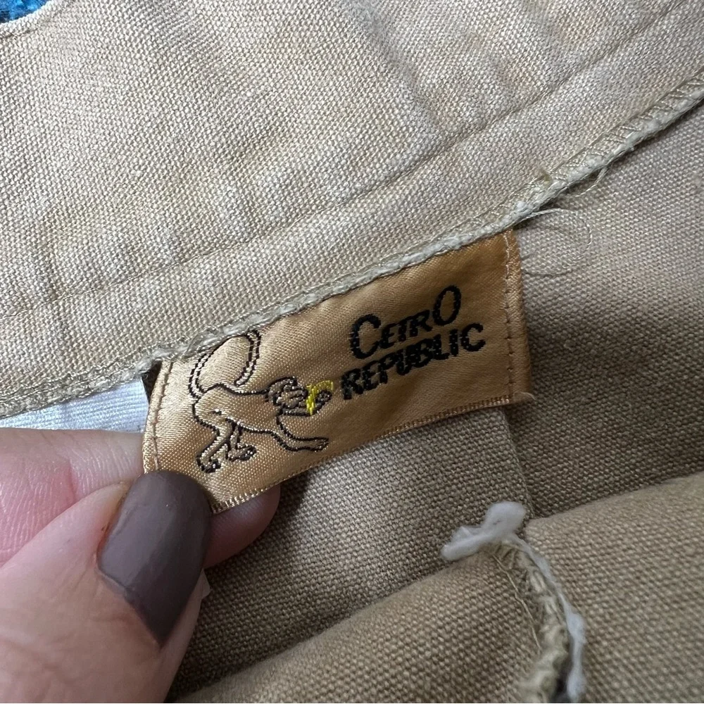 Vintage Cetro Republic Button Front Pleated Midi Skirt in Tan Khaki Western